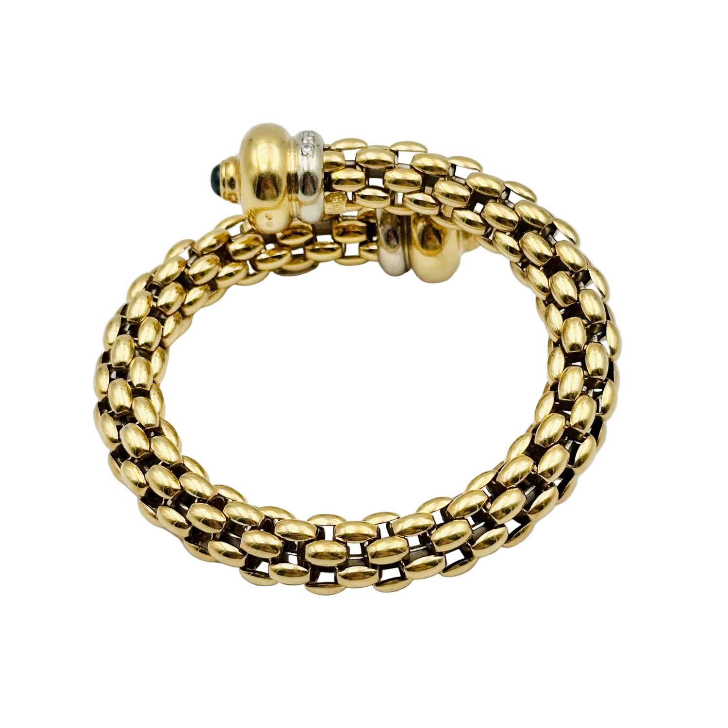 FOPE "Diva" bangle bracelet in yellow gold, sapphires and diamonds