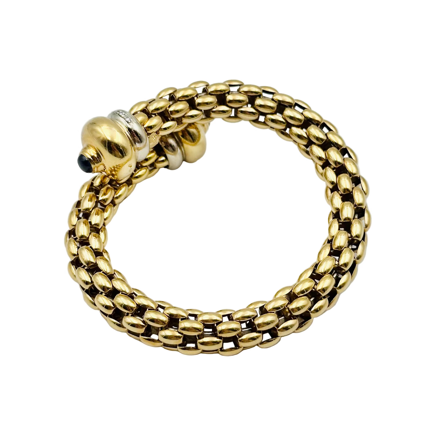 FOPE "Diva" bangle bracelet in yellow gold, sapphires and diamonds