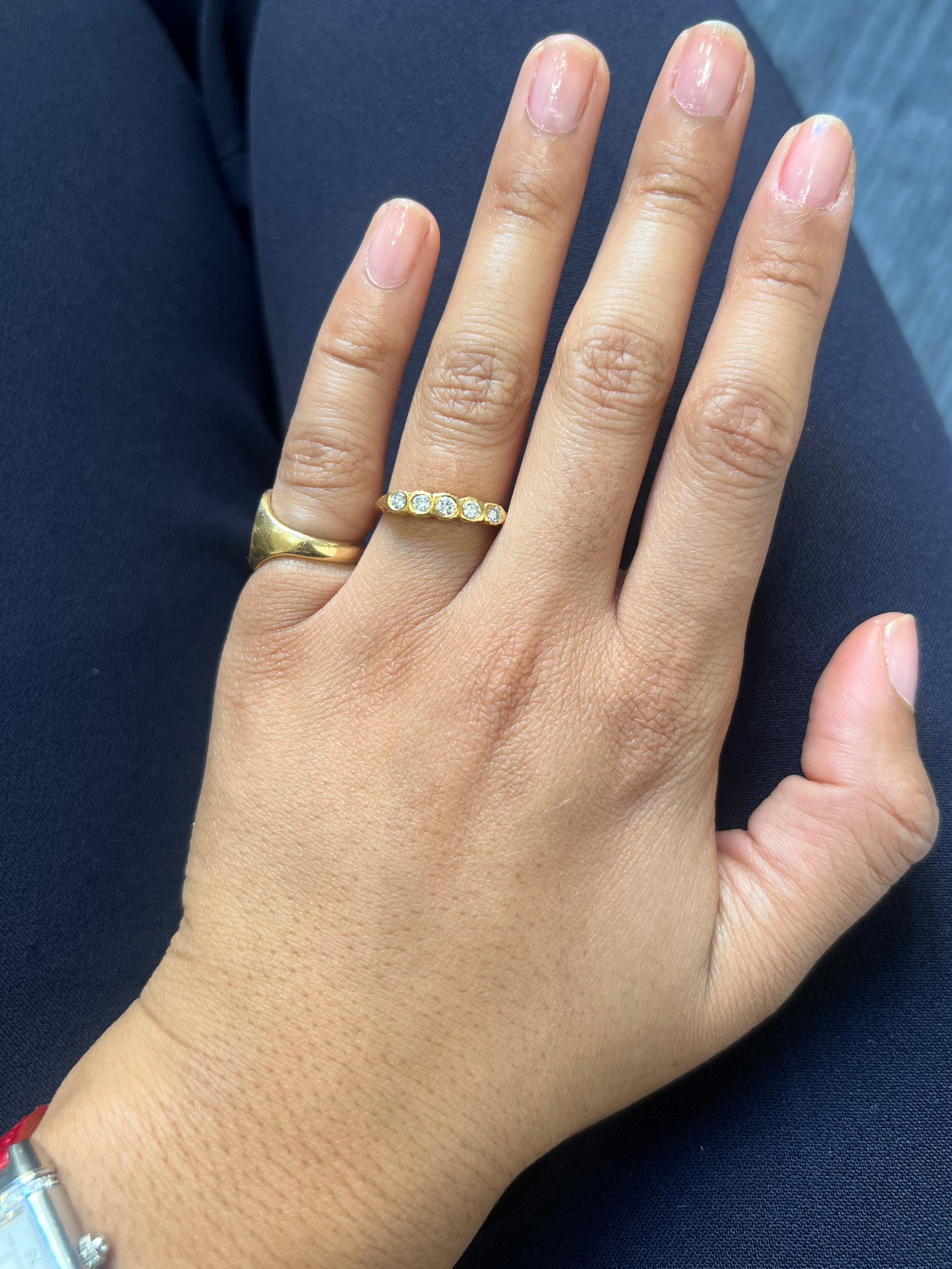 Bague Jarretière en or jaune et diamants