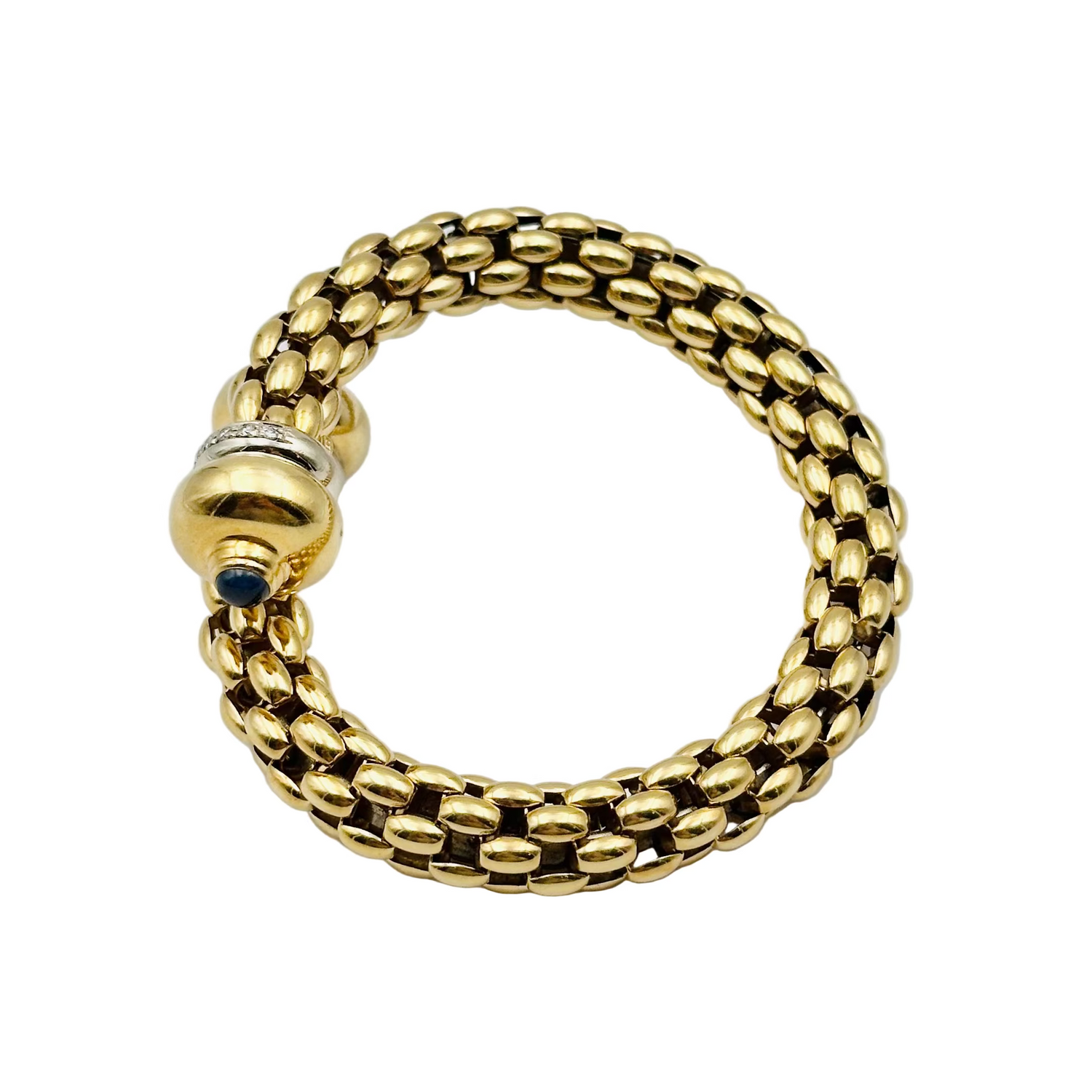 FOPE "Diva" bangle bracelet in yellow gold, sapphires and diamonds