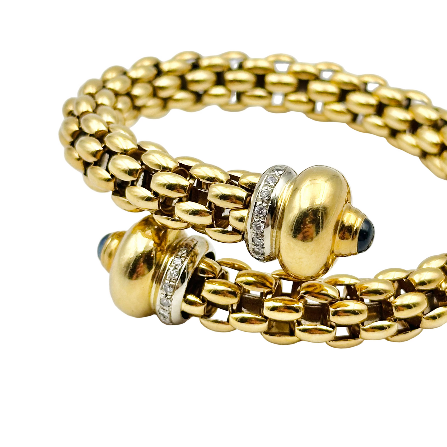 FOPE "Diva" bangle bracelet in yellow gold, sapphires and diamonds