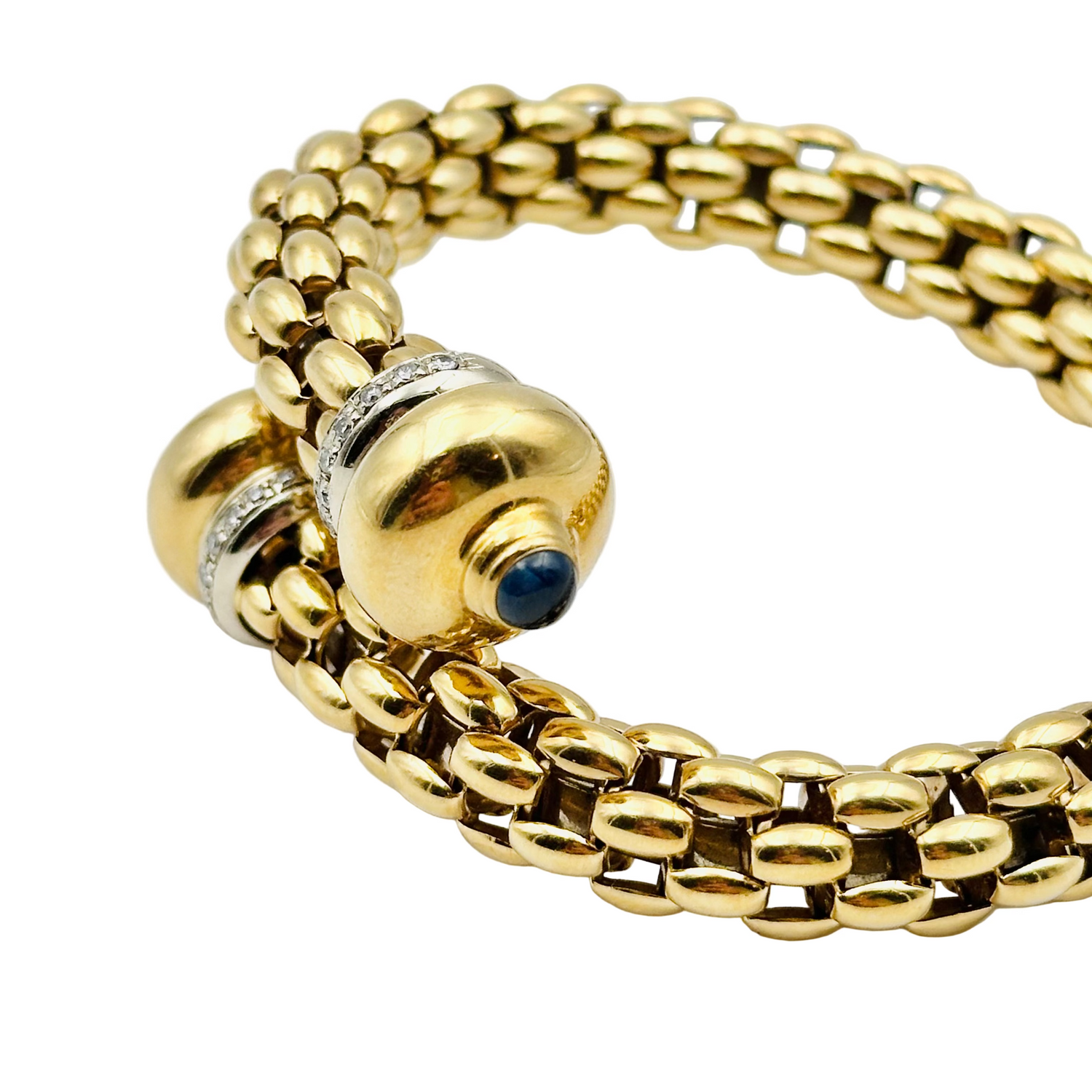 FOPE "Diva" bangle bracelet in yellow gold, sapphires and diamonds