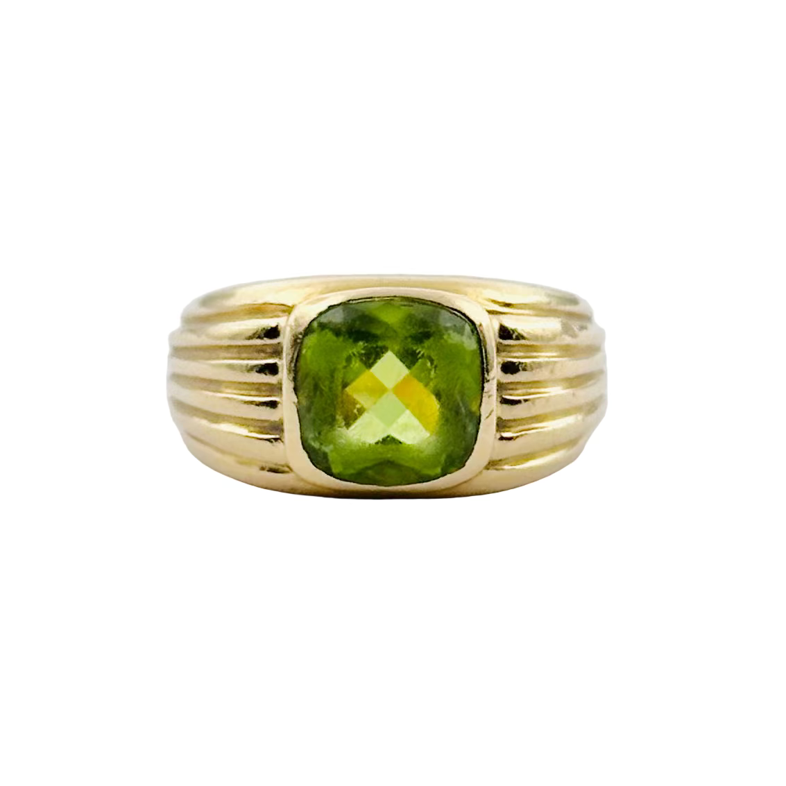 Bague jonc BVLGARI en or jaune et péridot