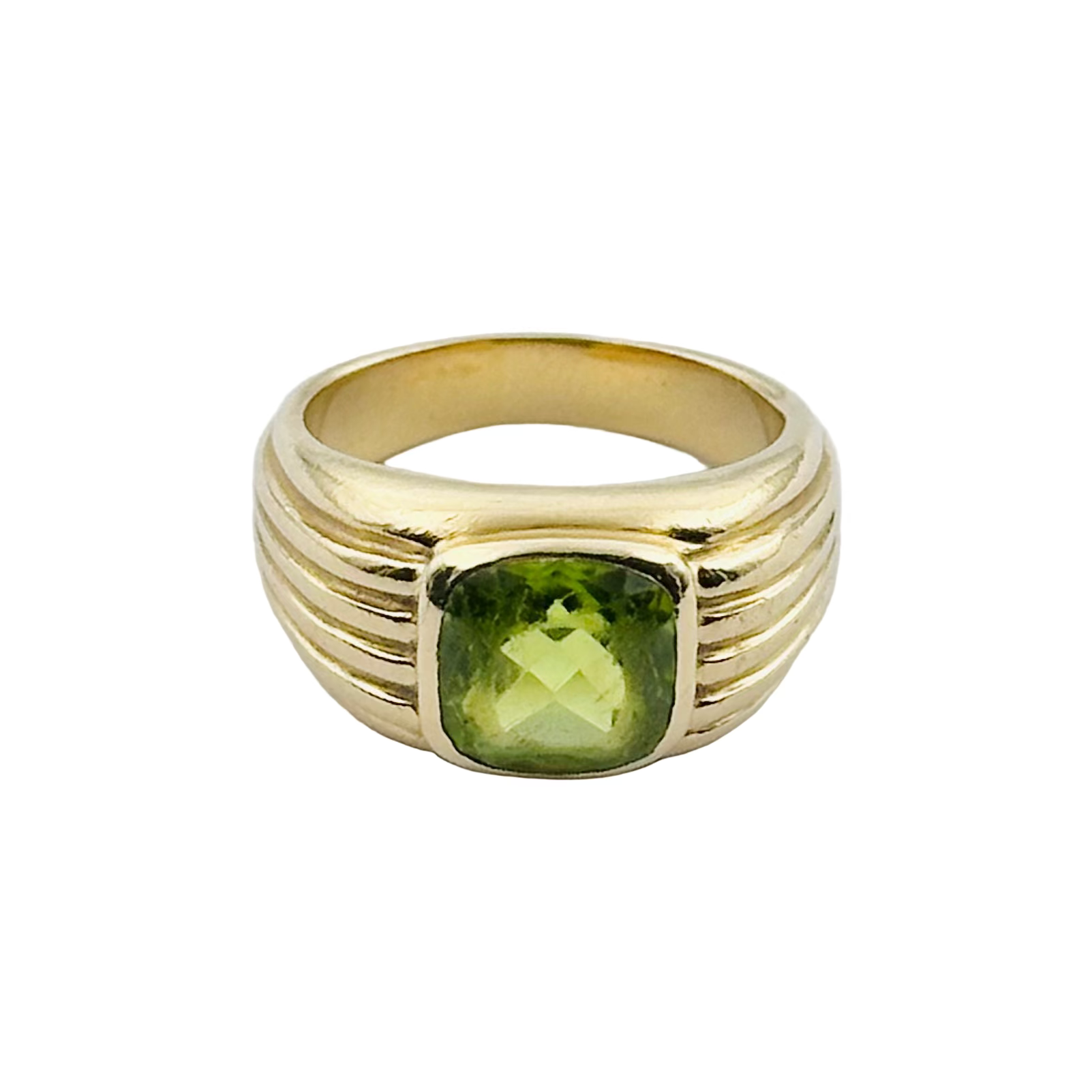 Bague jonc BVLGARI en or jaune et péridot