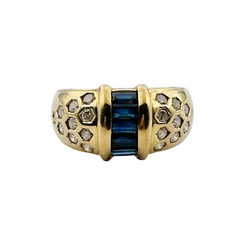 Bague Jonc en or jaune, saphir et diamants