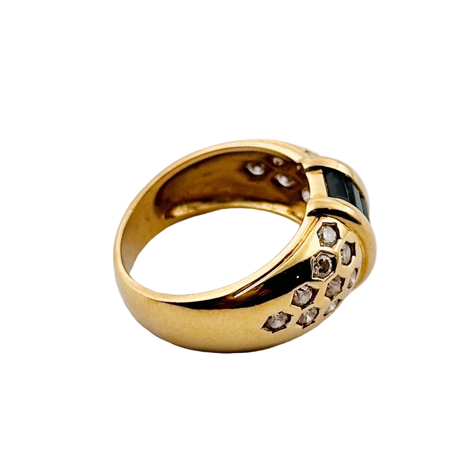 Bague Jonc en or jaune, saphir et diamants