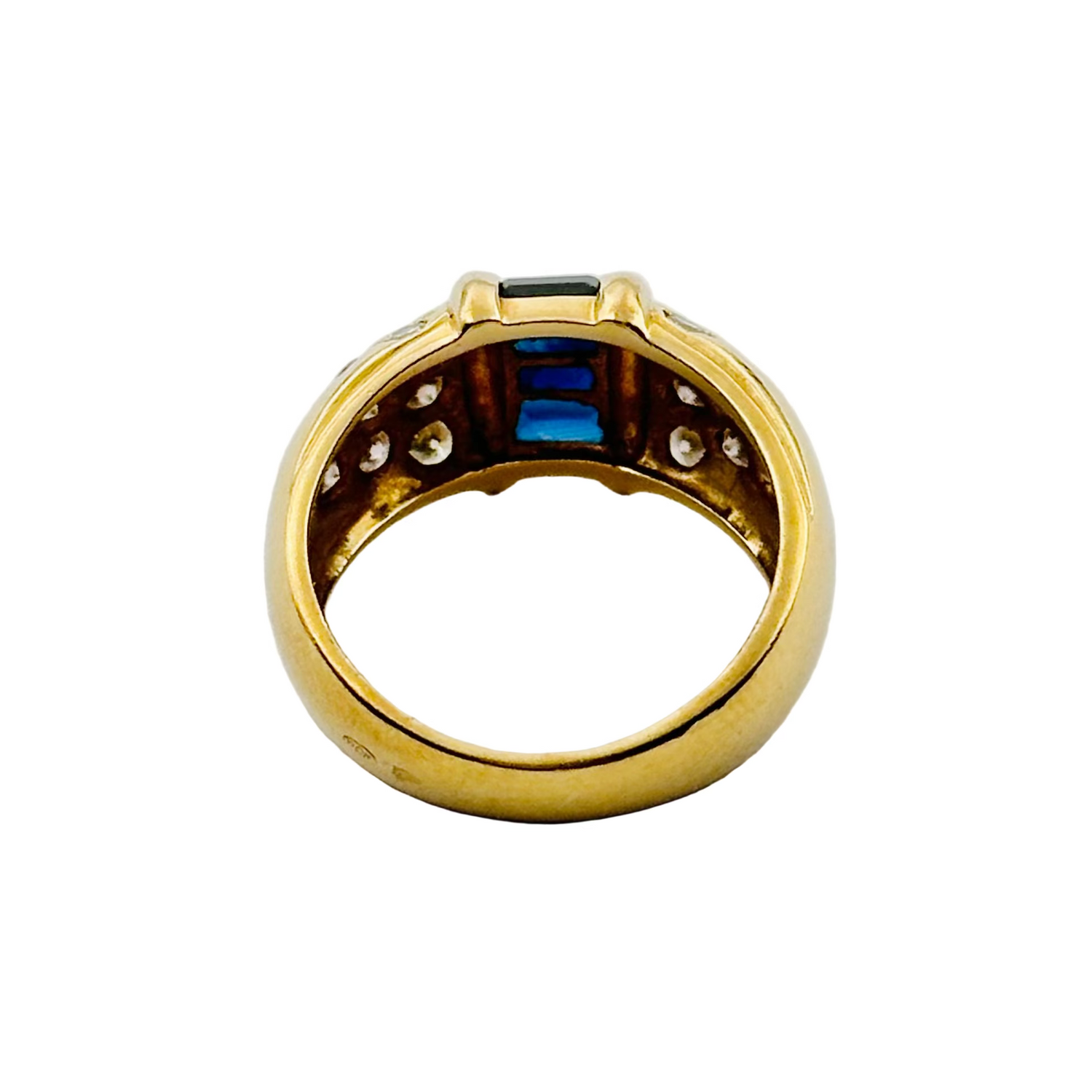 Yellow Gold Bangle Ring with Sapphire and Diamonds