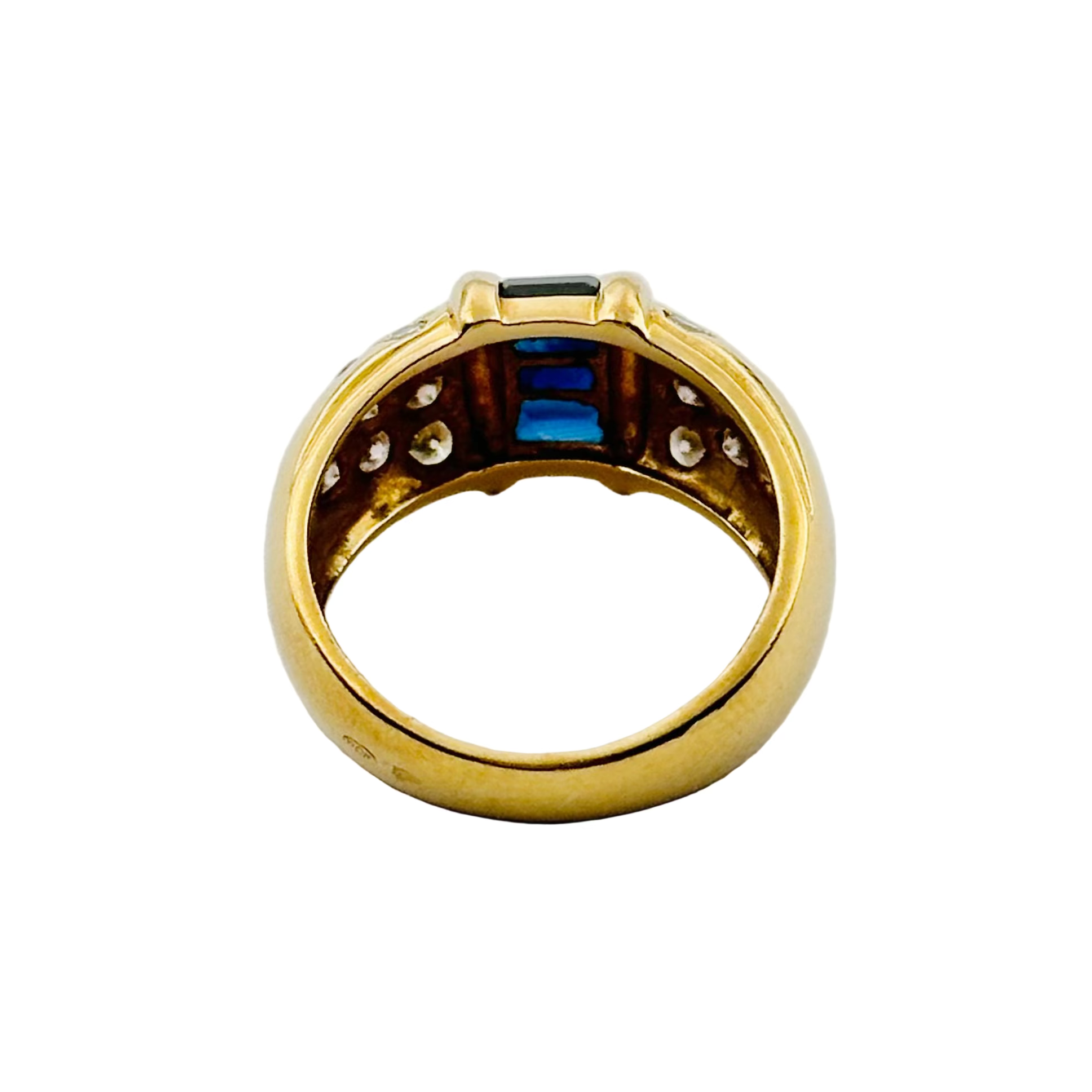 Bague Jonc en or jaune, saphir et diamants