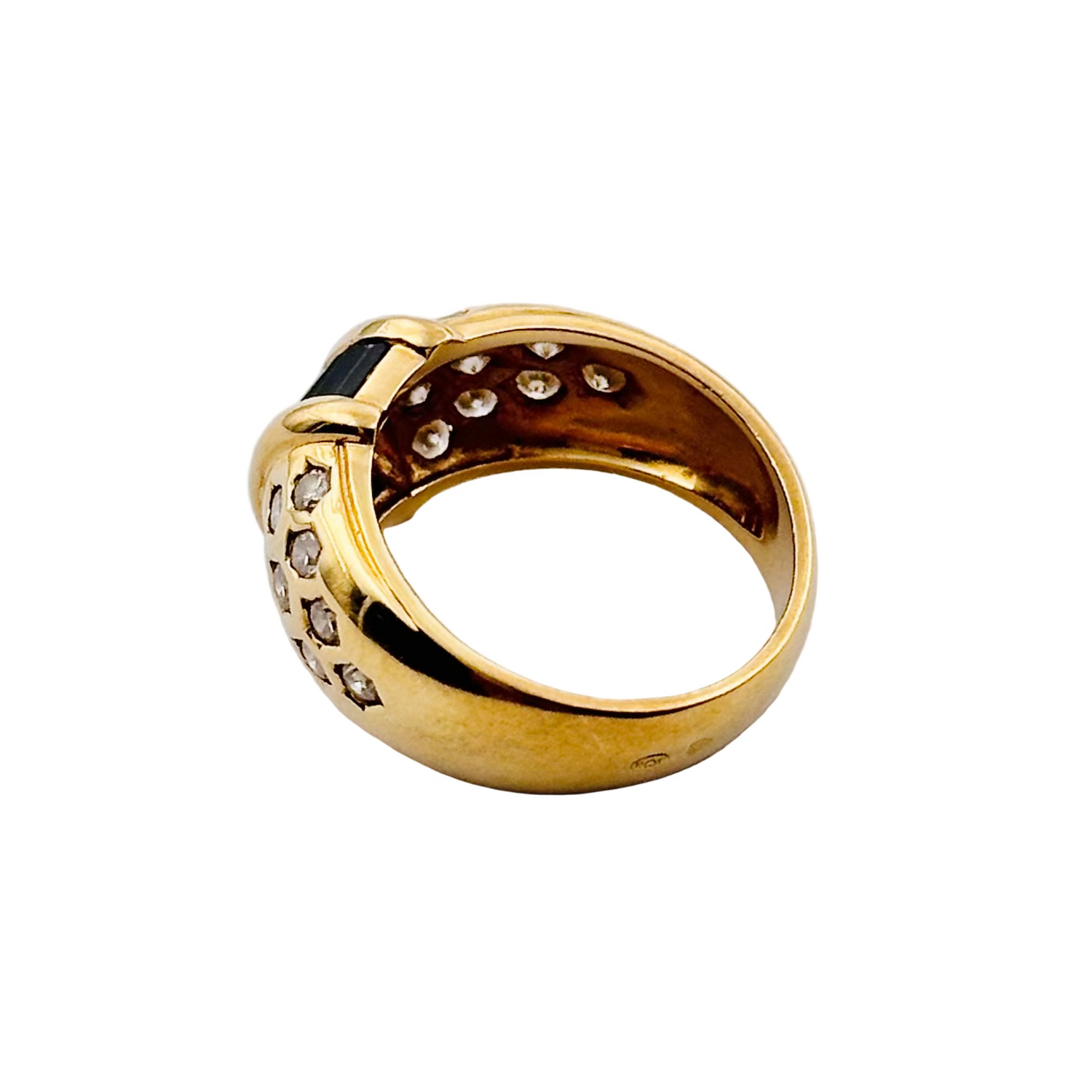 Yellow Gold Bangle Ring with Sapphire and Diamonds