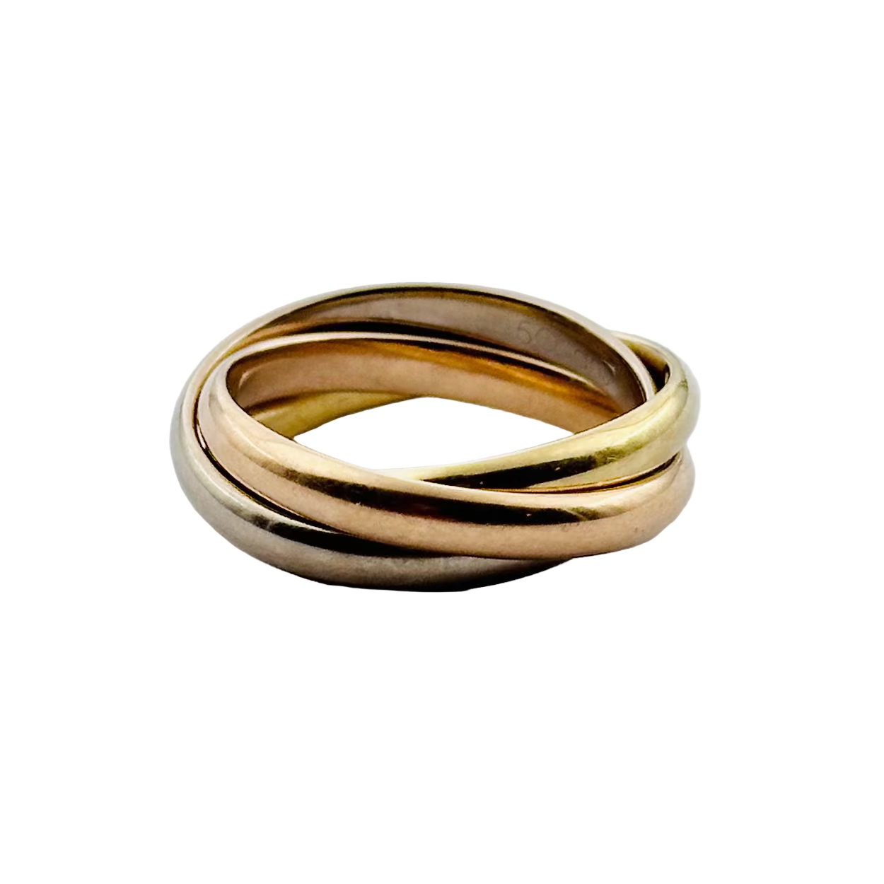 Bague Alliance CARTIER Trinity en or blanc, or rose et or jaune