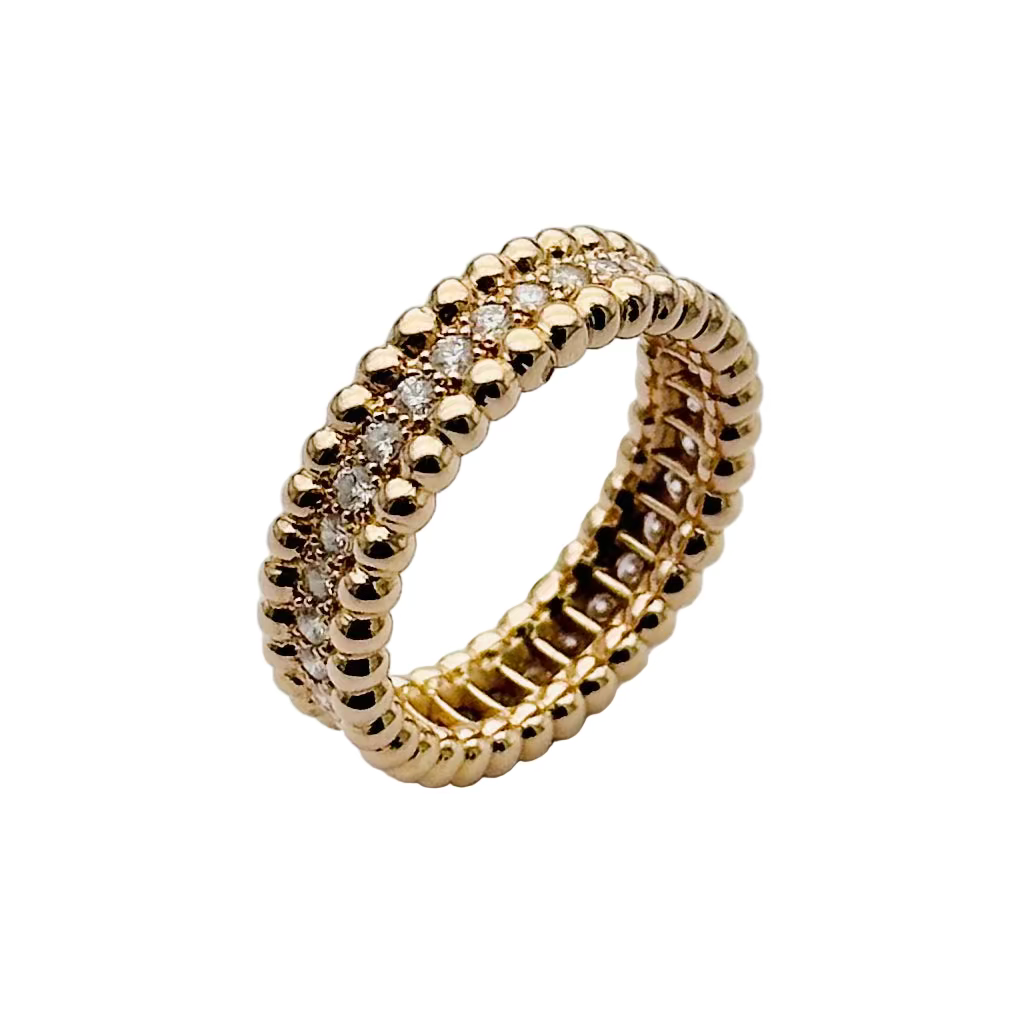 Bague Bandeau VAN CLEEF & ARPELS Perlée en or jaune et diamants