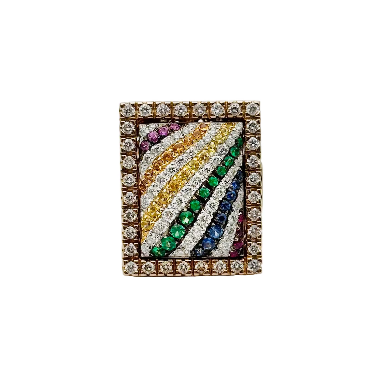 BIBIGI Interchangeable Cocktail Ring in yellow gold, chalcedony, emeralds, rubies, sapphires, turquoise, and diamonds