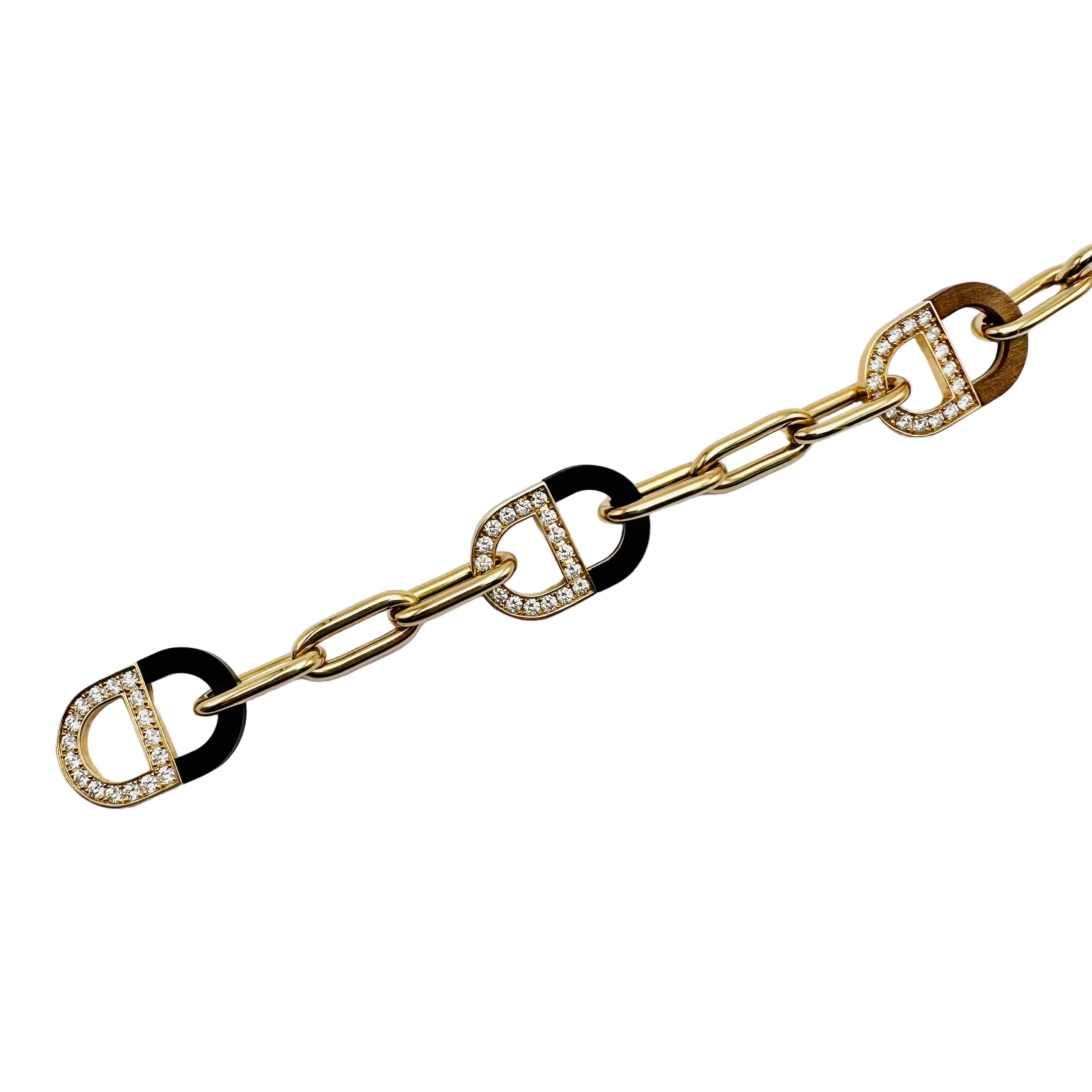 Bracelet Maille DIOR Color Dior en or jaune, bois d'ébène et diamants