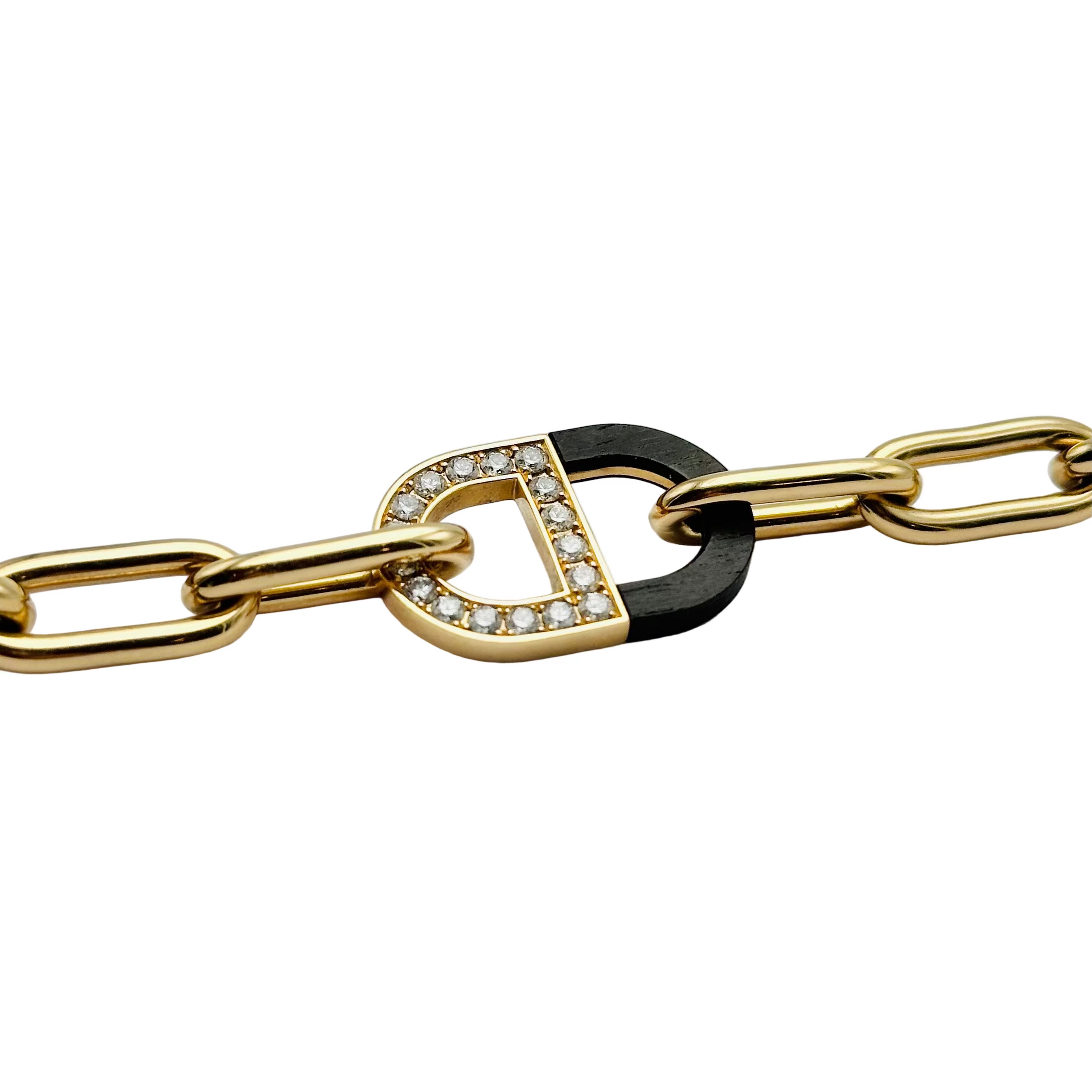Bracelet Maille DIOR Color Dior en or jaune, bois d'ébène et diamants