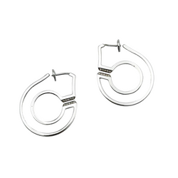 Boucles d'oreilles Créoles DINH VAN Menottes en or blanc et diamants