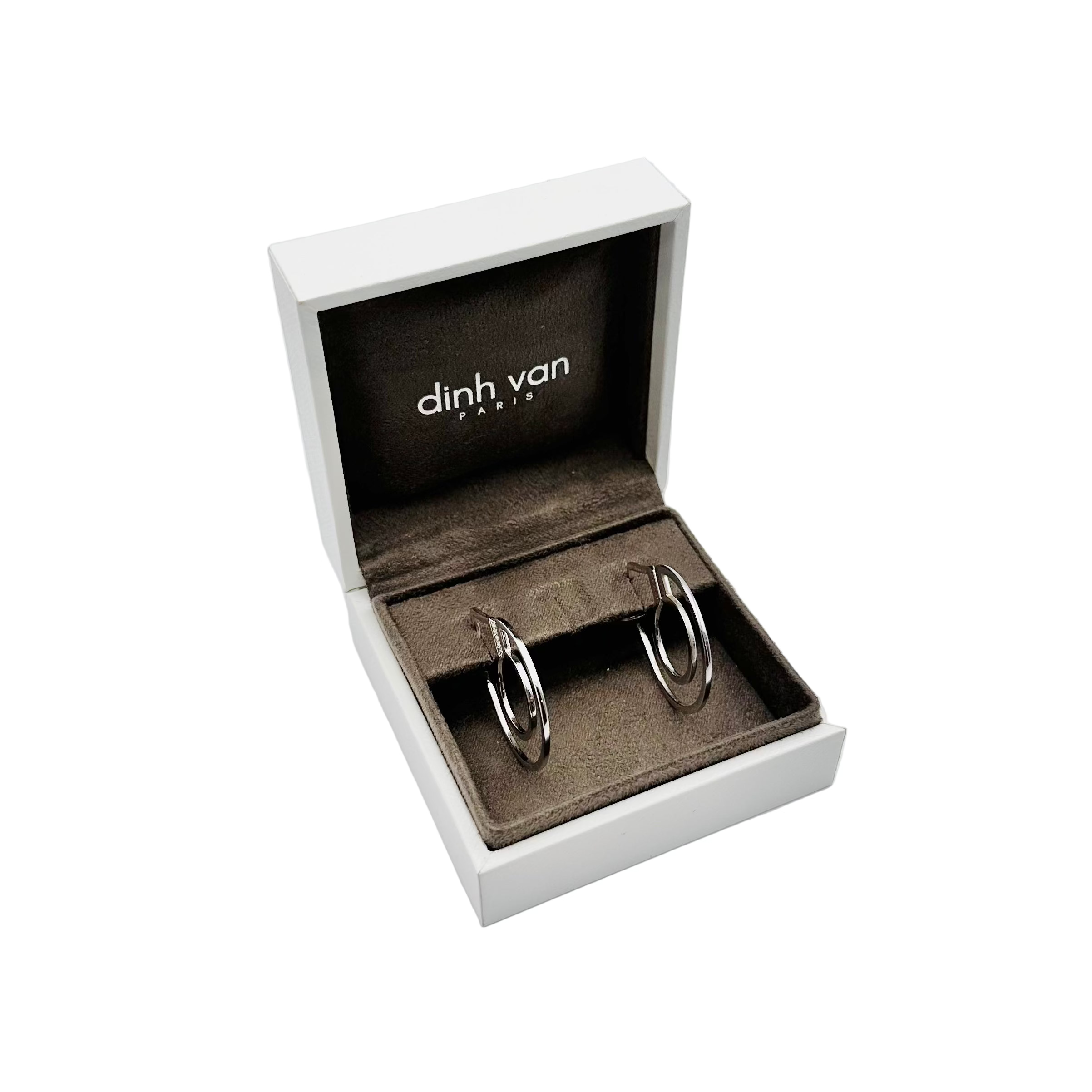 Boucles d'oreilles Créoles DINH VAN Menottes en or blanc et diamants