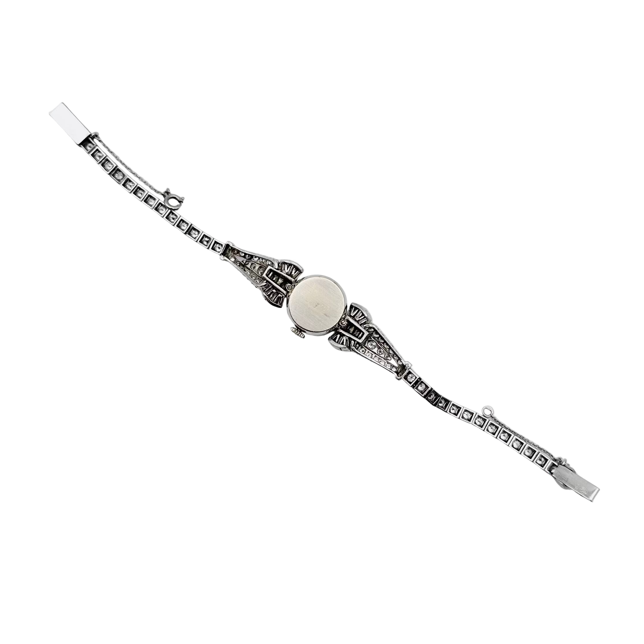 Montre Art déco LONGINES en platine, or blanc et diamants