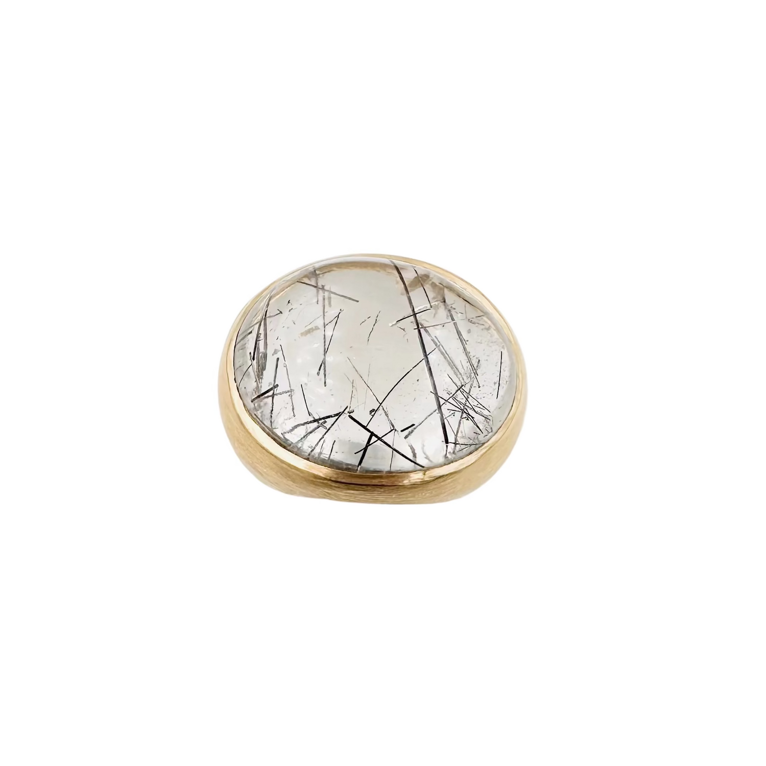 Bague Dôme en or jaune et quartz rutile