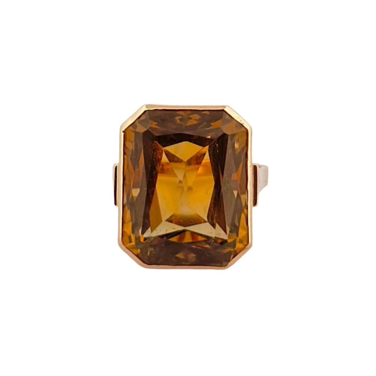Bague Cocktail en or jaune et citrine