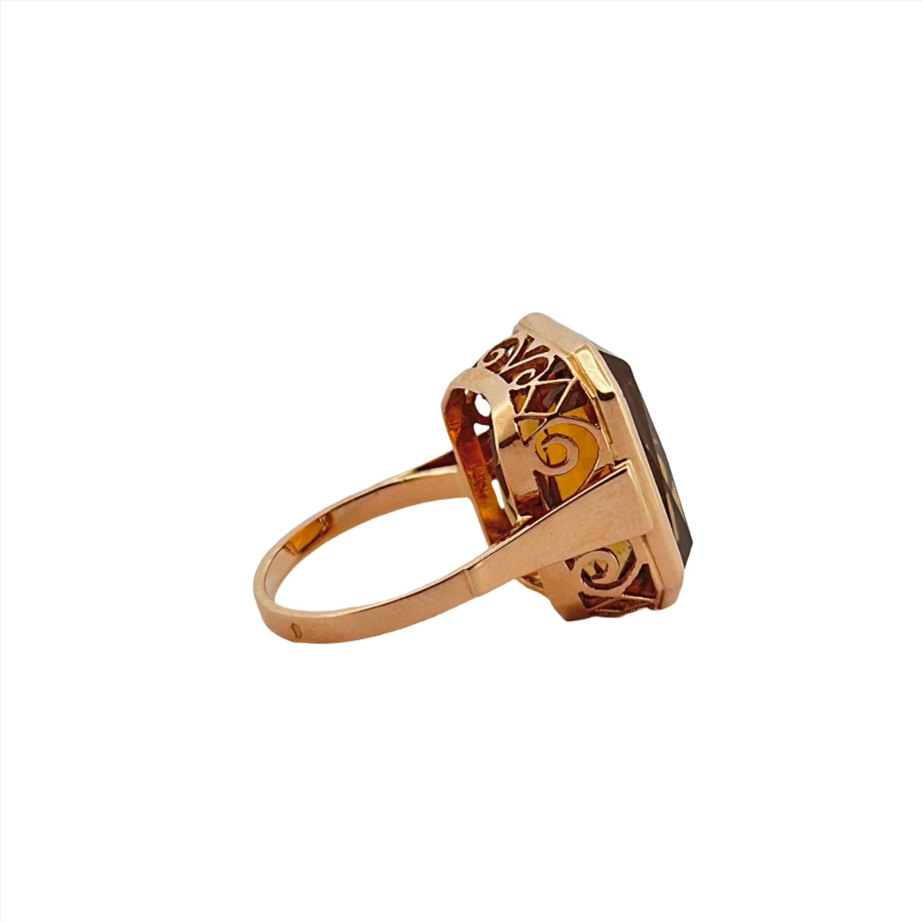 Bague Cocktail en or jaune et citrine