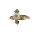 Bague Trilogie en or jaune, or blanc, perle et diamants