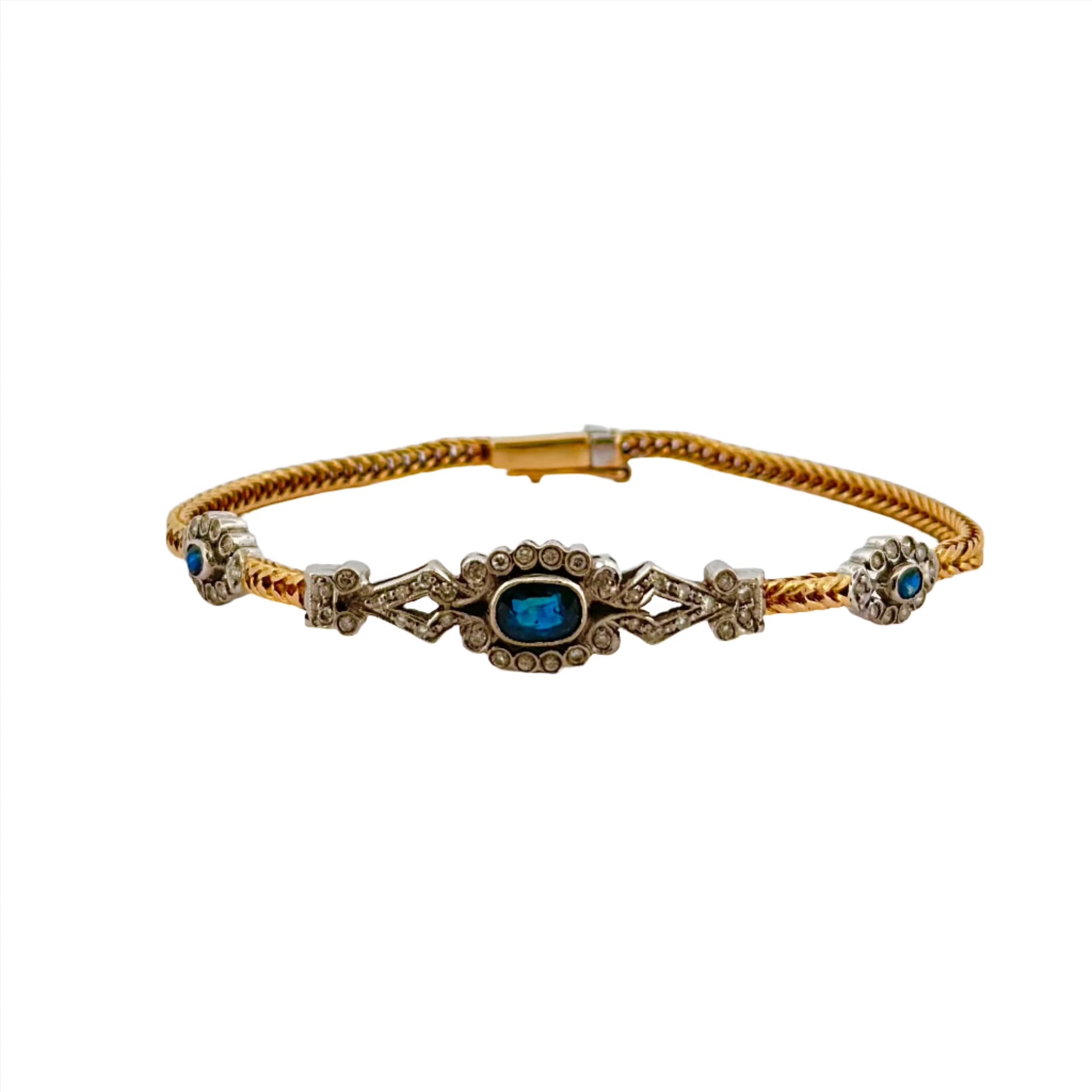Napoleon III bracelet in gold, sapphires and diamonds