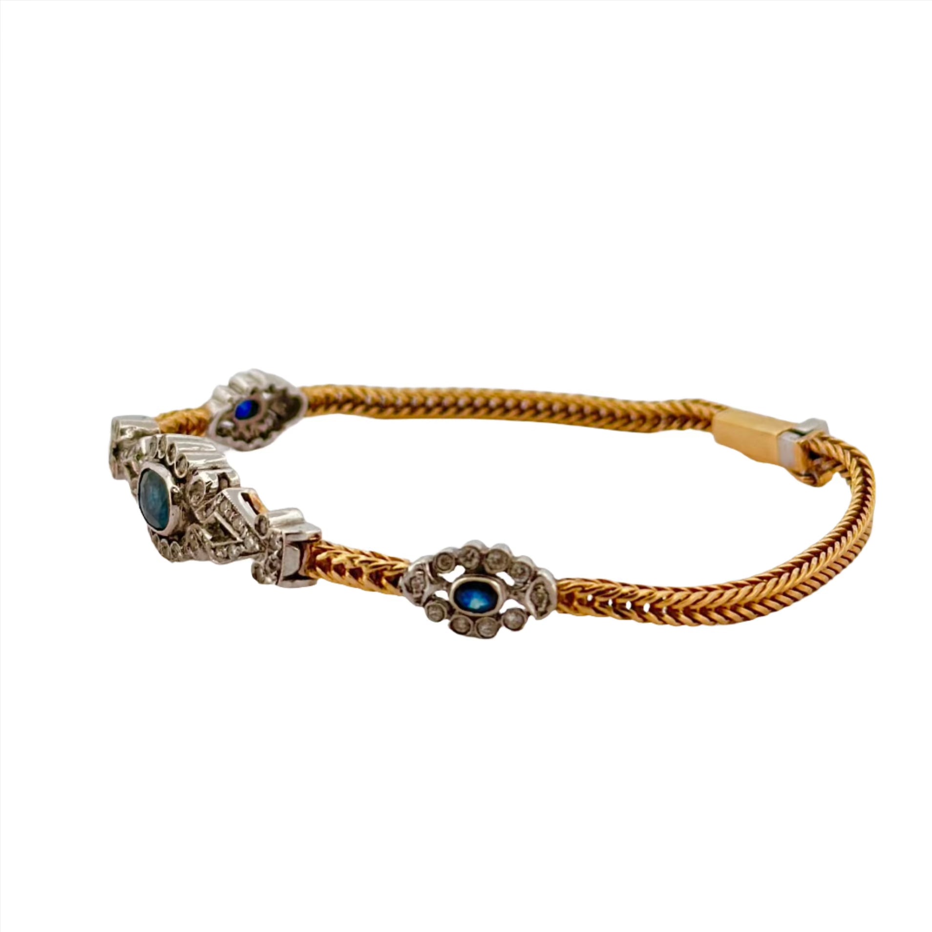 Napoleon III bracelet in gold, sapphires and diamonds