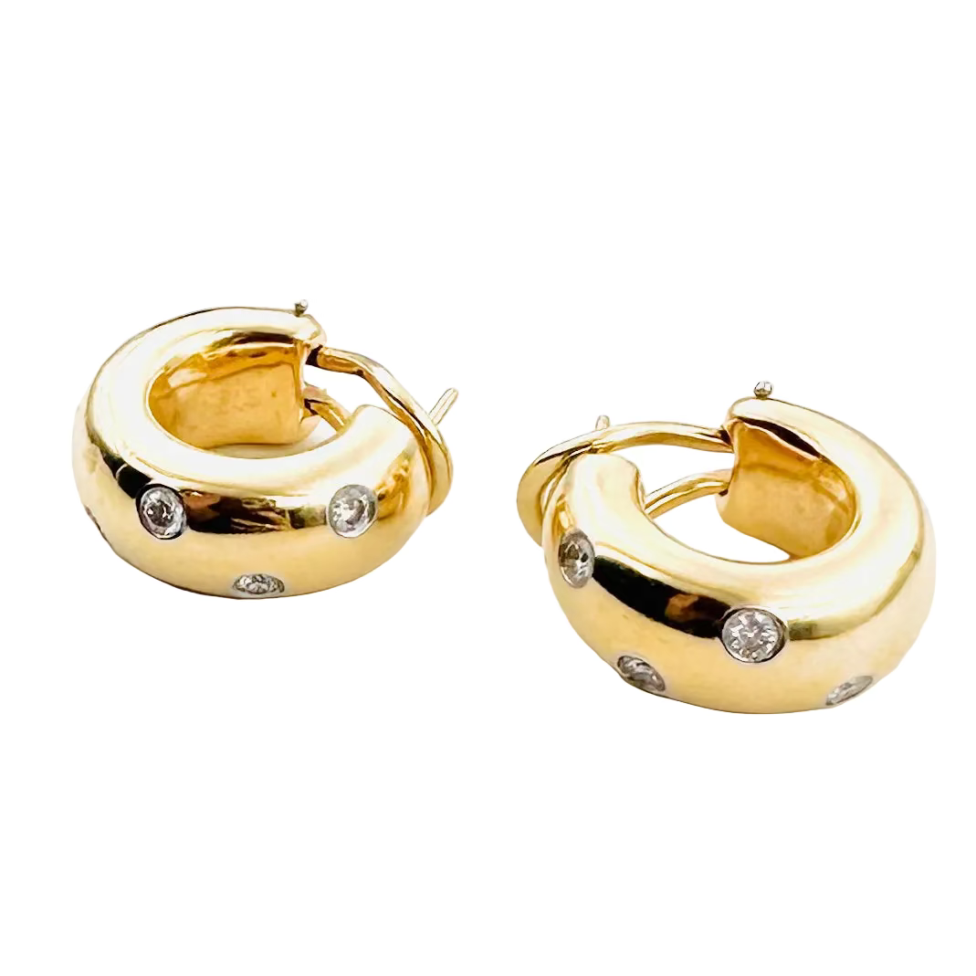 Boucles d'oreilles Créoles TIFFANY & CO. Etoiles en or jaune, platine et diamants