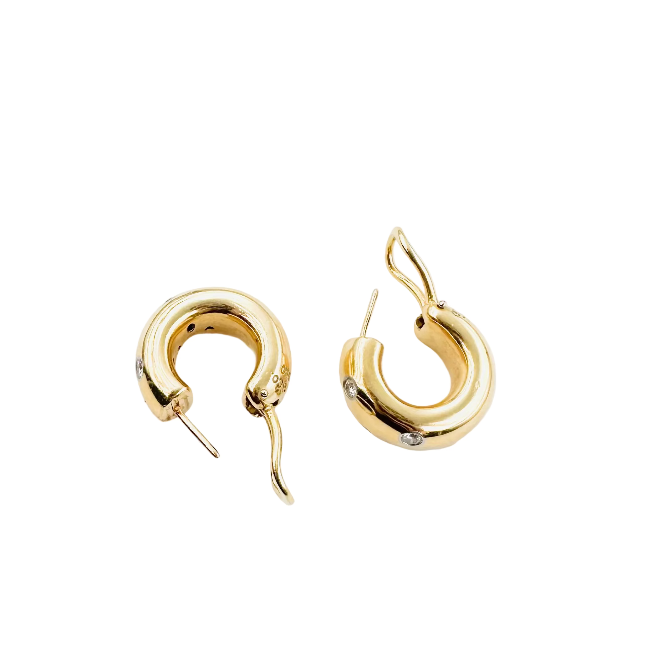 Boucles d'oreilles Créoles TIFFANY & CO. Etoiles en or jaune, platine et diamants