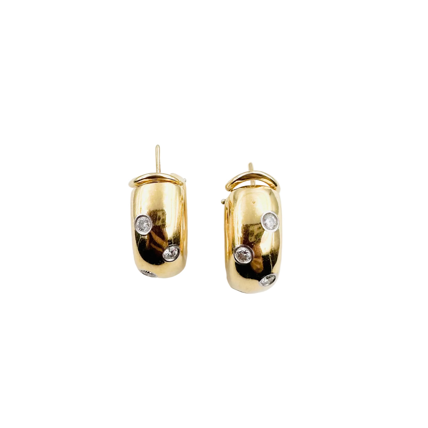 TIFFANY & CO. "Stars" hoop earrings in yellow gold, platinum and diamonds
