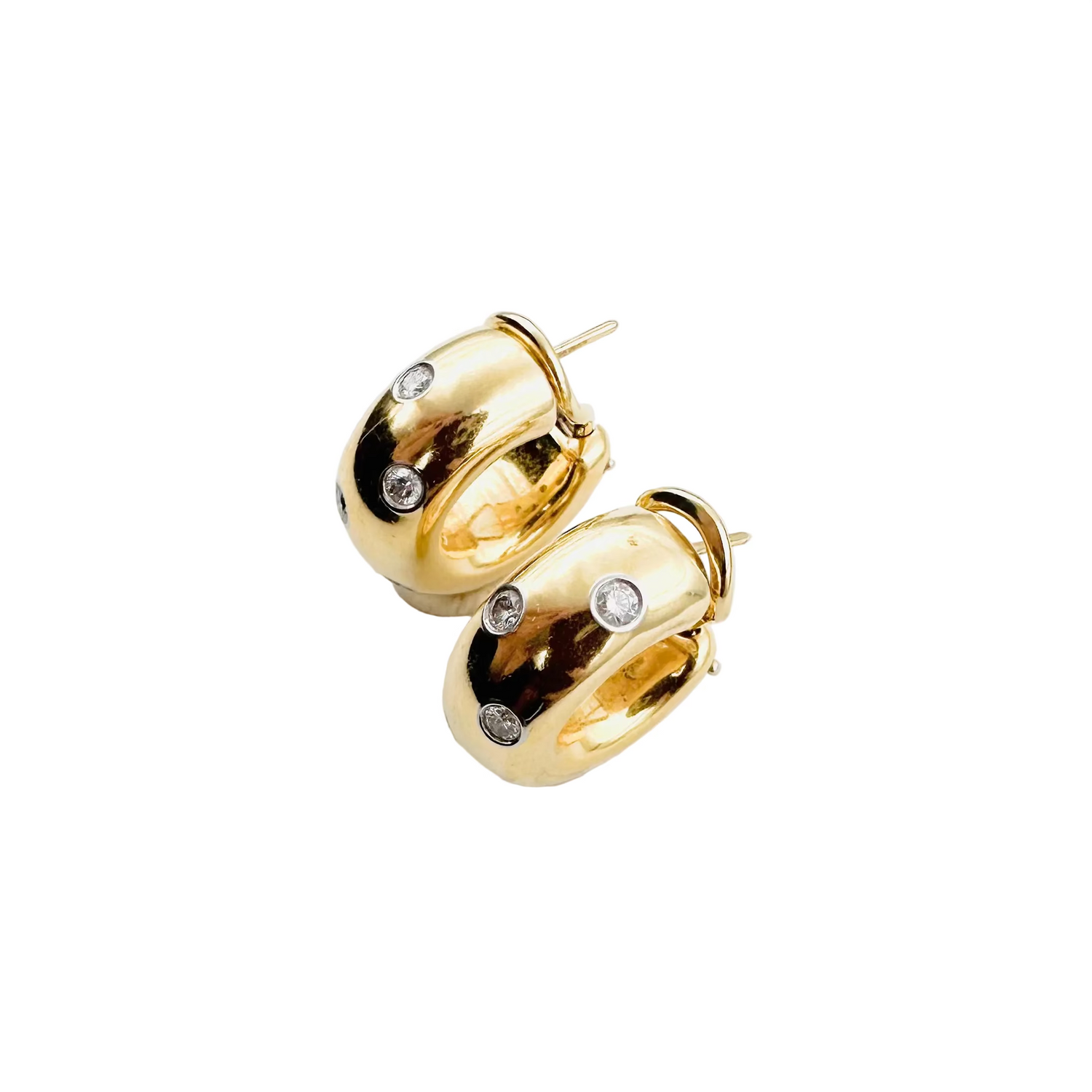 Boucles d'oreilles Créoles TIFFANY & CO. Etoiles en or jaune, platine et diamants