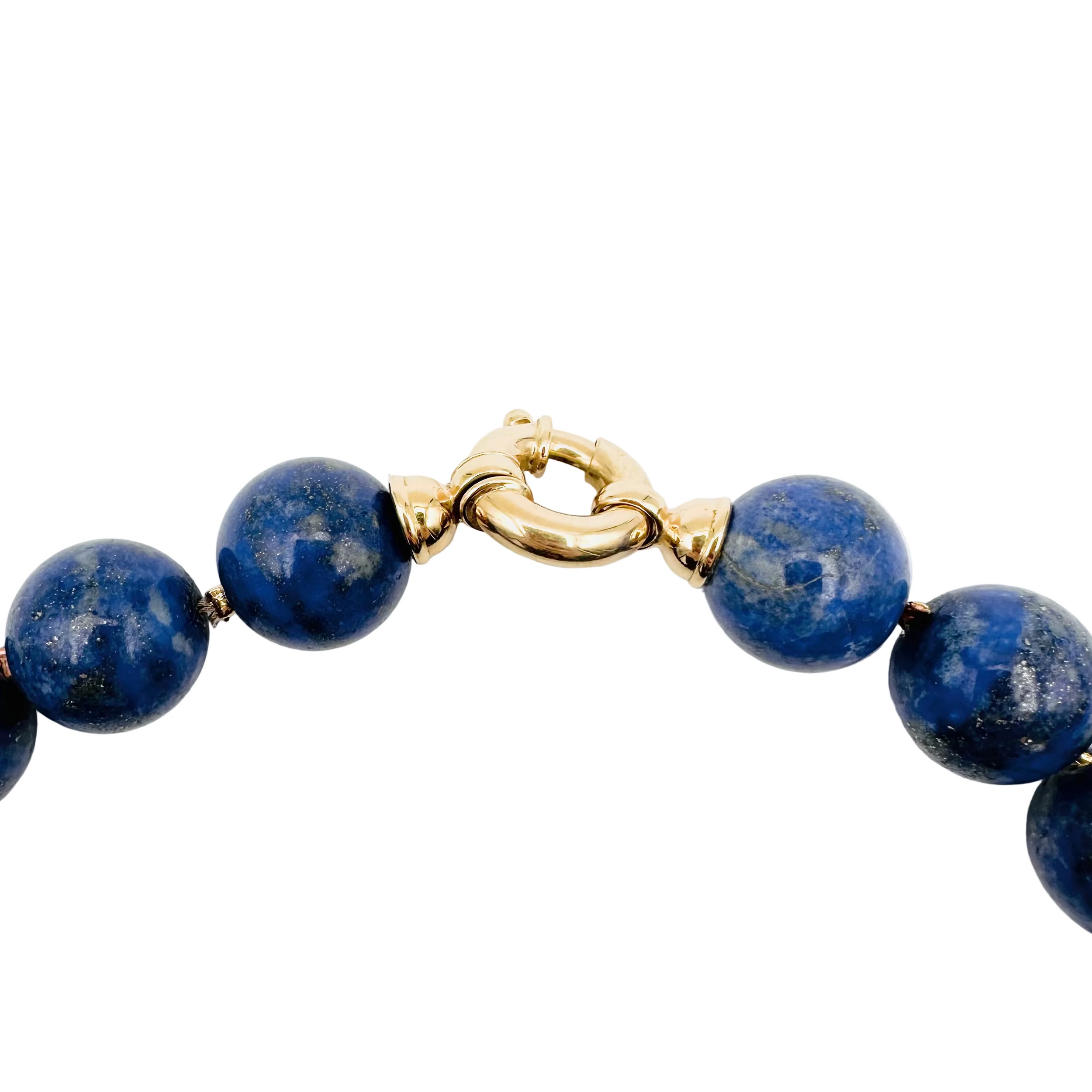 Collier Perles or jaune et lapis-lazuli