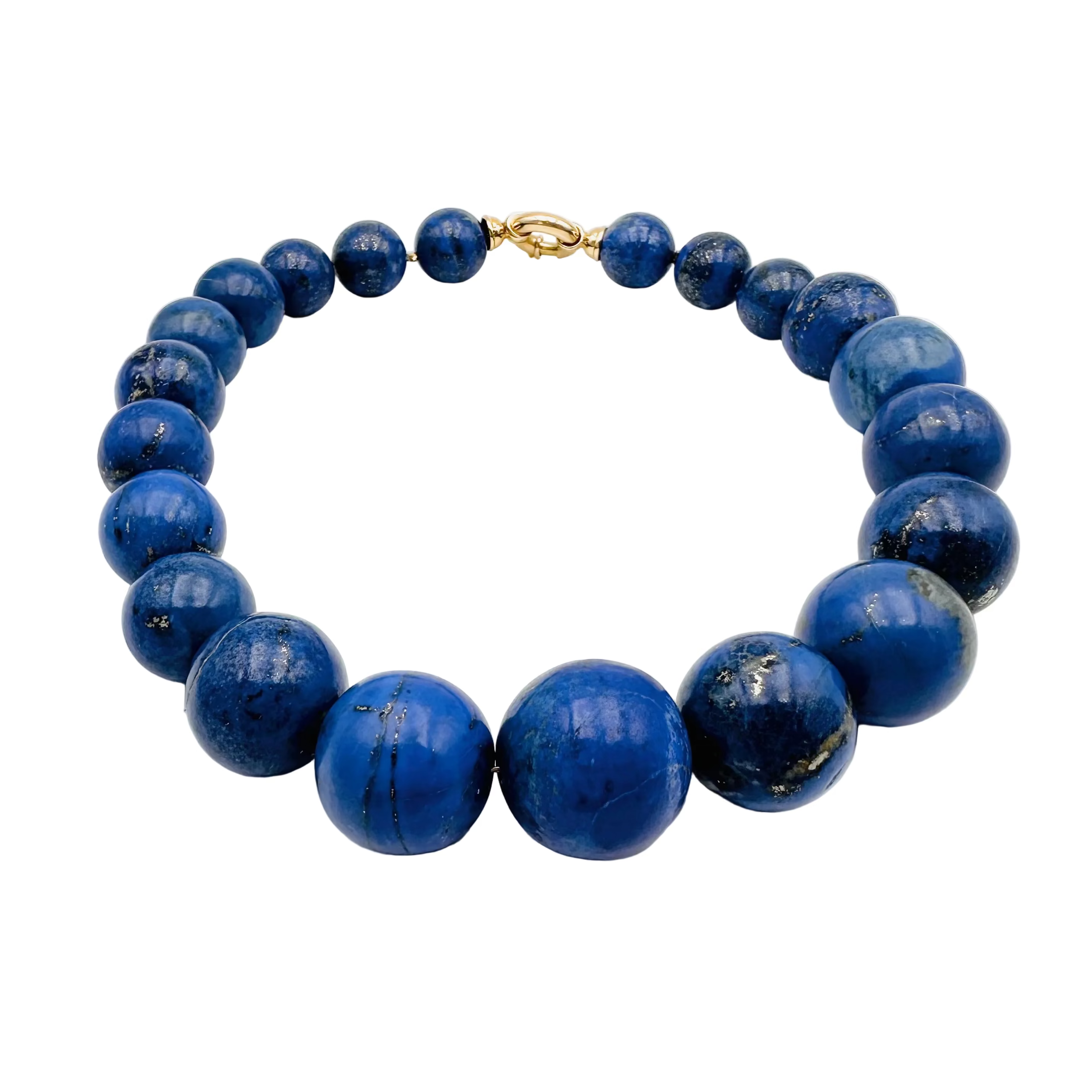 Collier Perles or jaune et lapis-lazuli