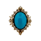 Bague Cocktail en or jaune, turquoise et diamants