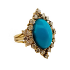 Bague Cocktail en or jaune, turquoise et diamants