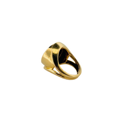 Bague Chevalière en or jaune et pièce antique en bronze