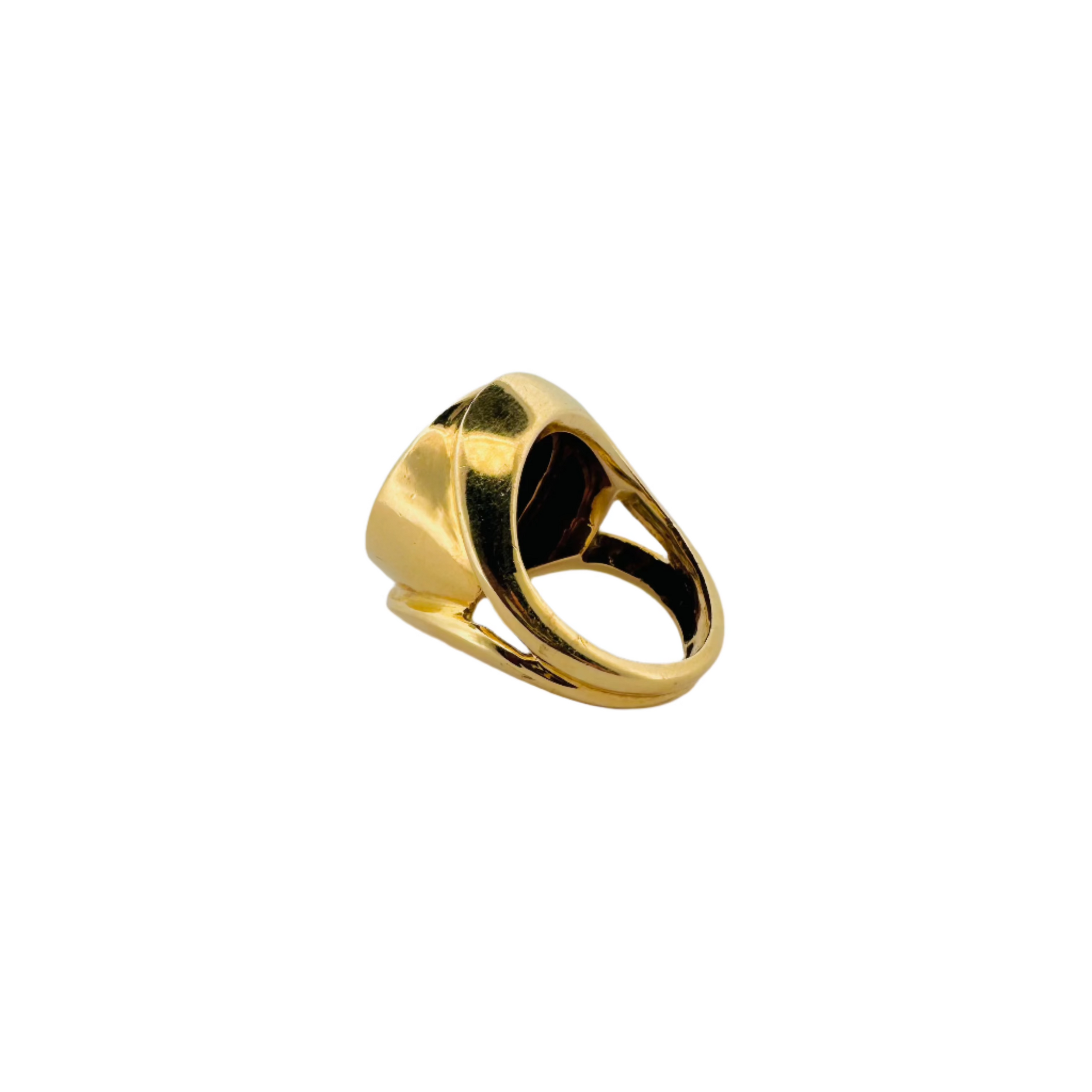 Bague Chevalière en or jaune et pièce antique en bronze