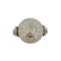 Art Deco Dome Ring in Platinum and Diamond