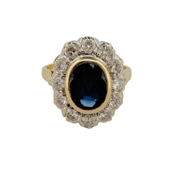 Bague Marguerite en or jaune, saphir et diamant