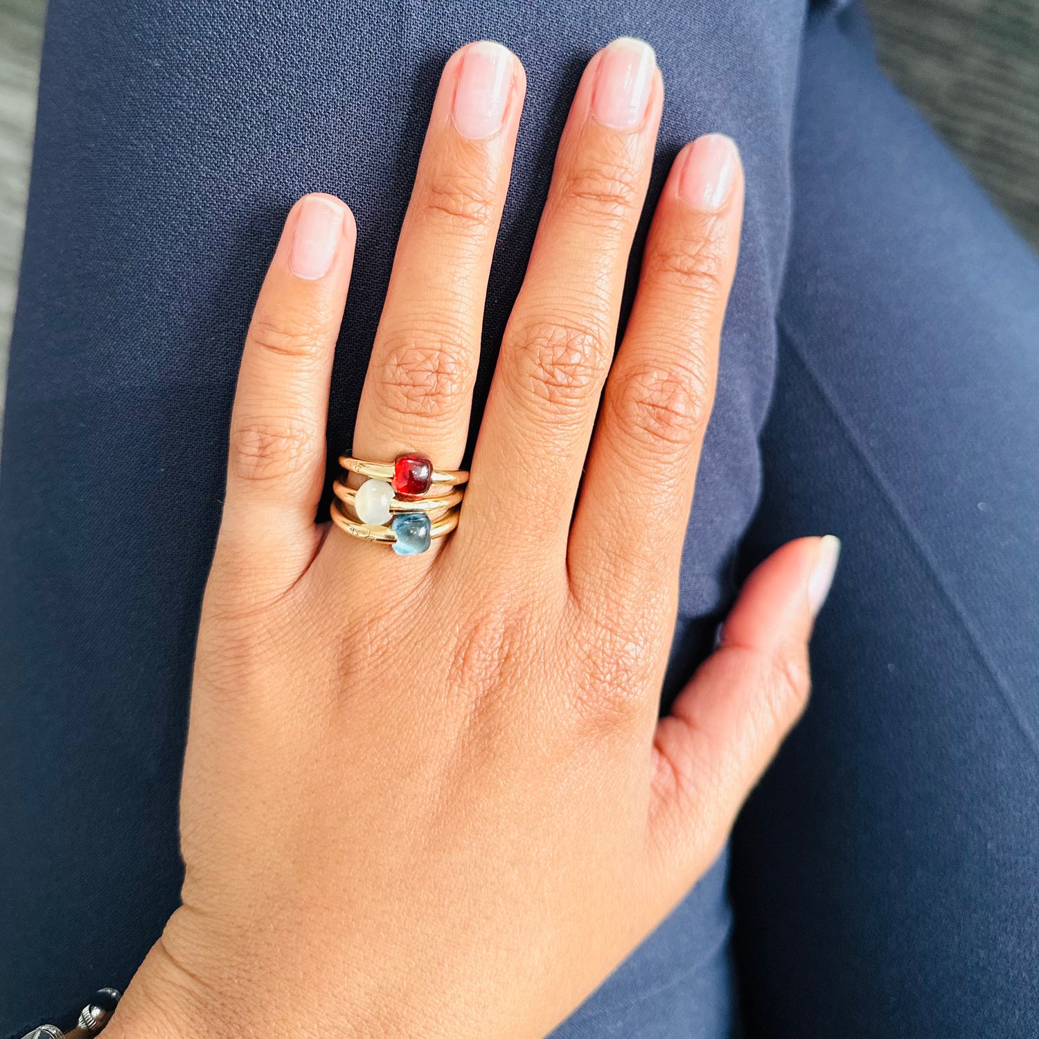 POMELLATO "M'ama non M'ama" ring in rose gold and blue topaz