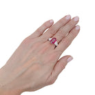 Bague deux ors, diamants, rubis.