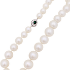 Collier de perles, or blanc et diamants.