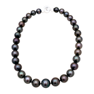 Collier perles de Tahiti, or blanc, diamants.