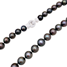 Collier perles de Tahiti, or blanc, diamants.