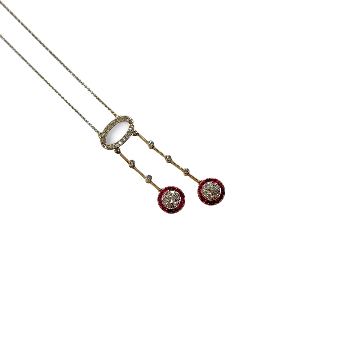 Collier négligé diamants et rubis