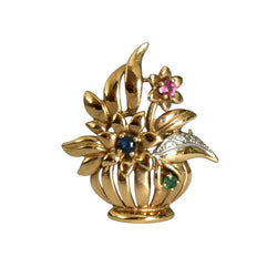 Broche panier fleuri