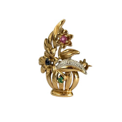 Broche panier fleuri