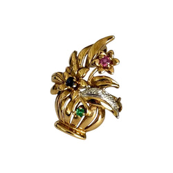 Broche panier fleuri