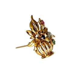 Broche panier fleuri