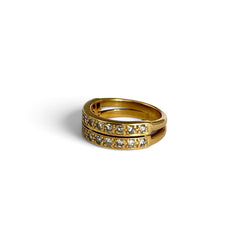 Bague double rangs diamants